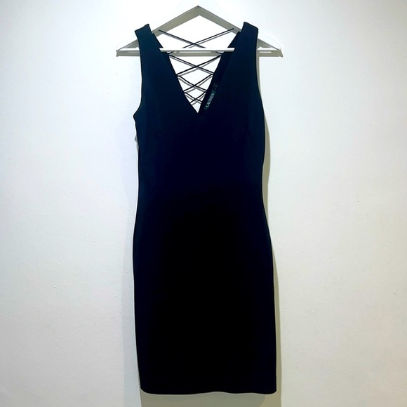LAUREN RALPH LAUREN Black Dress Size 10 Criss Cross Back Side Zipper - Picture 1 of 7
